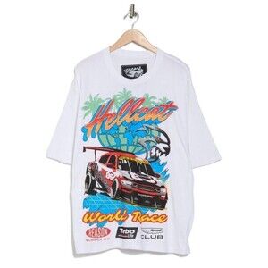 Dodge Reason Men's White Hellcat World Race Racing Cotton T-Shirt Size XXL (2XL)